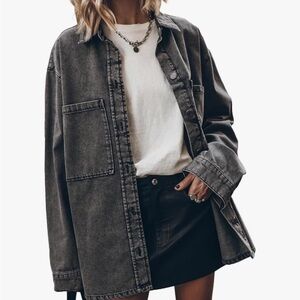 Women's Black Denim shirt Jacket L